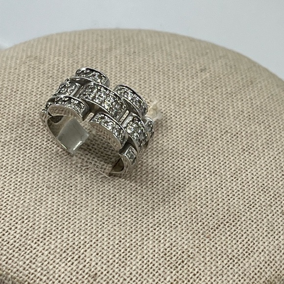 Bold Vintage 925 DQ CZ Statement Ring Size ~5.5 - Picture 11 of 15